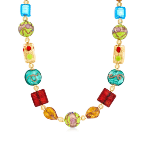 Ross-Simons italian multicolored murano glass bead necklace with 18kt gold over sterling