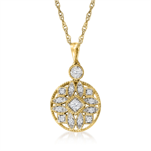 Ross-Simons diamond openwork circle pendant necklace in 18kt gold over sterling