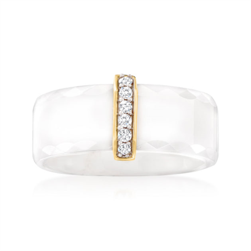 Ross-Simons white ceramic and diamond ring with 14kt yellow gold