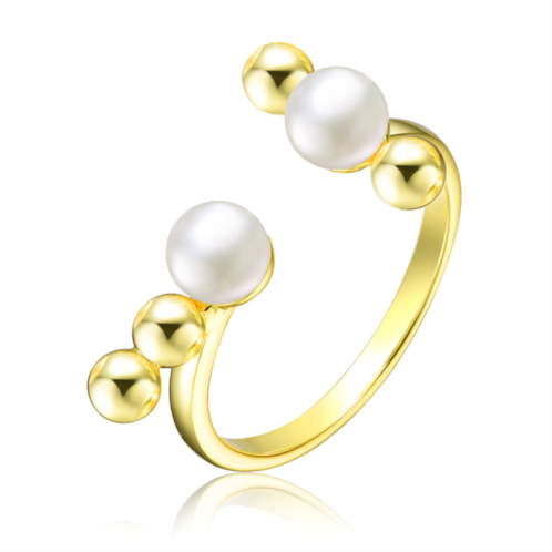 Genevive sterling silver gold plated 5mm freshwater pearls modern ring