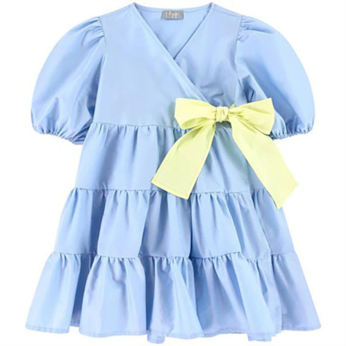 Il Gufo blue flounce dress with bow