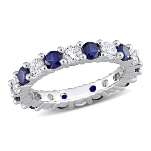 Mimi & Max 3 1/2 ct tgw created blue and created white sapphire full eternity band in sterling silver