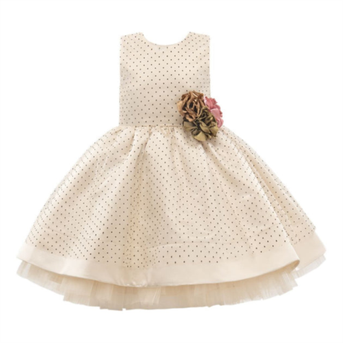 Tulleen beige floral brooch dress