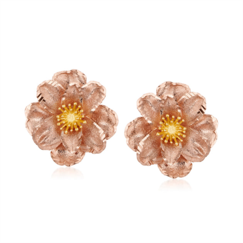 Ross-Simons italian 18kt 2-tone gold flower earrings