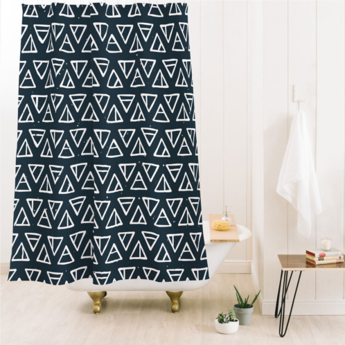 Deny Designs coastl studio alchemical triangles navy shower curtain