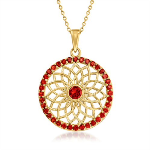 Ross-Simons garnet medallion pendant necklace in 18kt gold over sterling