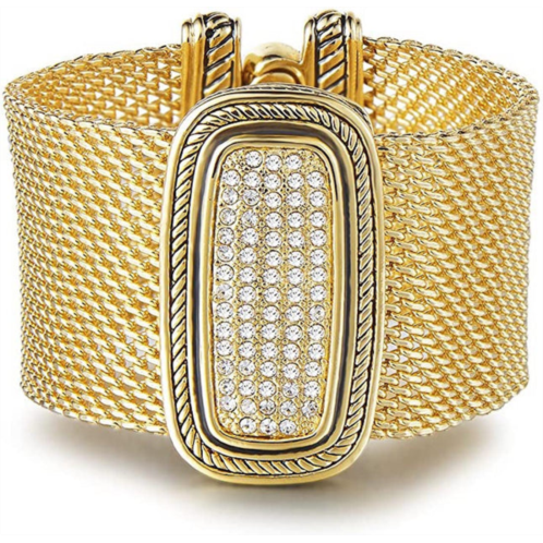 Liv Oliver 18k gold mesh embellished statement bracelet