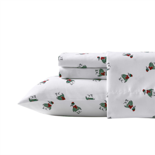 Nautica penguin toss print twin flannel sheet set