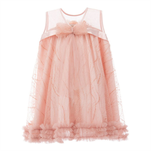 Tulleen pink overlay trapeze dress