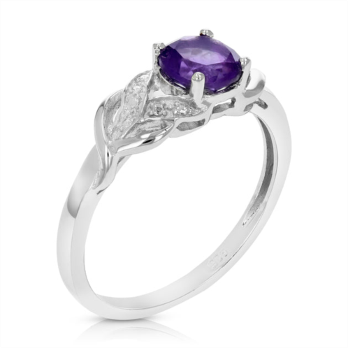 Vir Jewels 3/4 cttw purple amethyst ring .925 sterling silver with rhodium round shape 6 mm