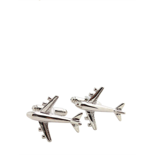 Stephen Oliver silver detailed jet cufflinks