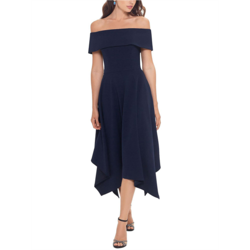 X by Xscape womens handkerchief hem off-the-shoulder cocktail and party dress