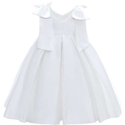 Tulleen ivory palermo satin bow pleated dress