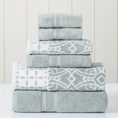 Modern Threads 6-piece yarn dyed jacquard/solid towel set monroe