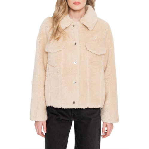 LAMARQUE akina womens faux shearling lightweight faux fur coat