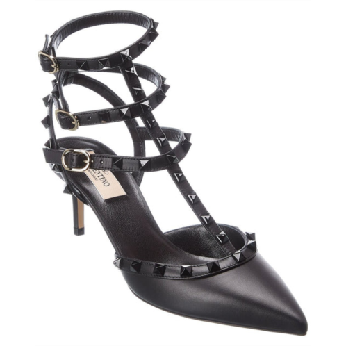 Valentino rockstud caged 65 leather ankle strap pump