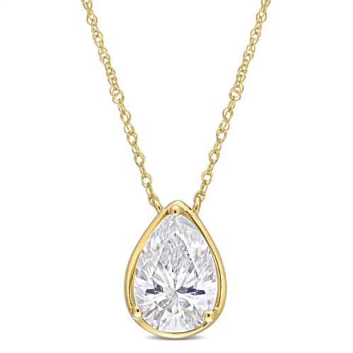 Mimi & Max 2 ct dew created moissanite teardrop pendant with chain in 10k yellow gold