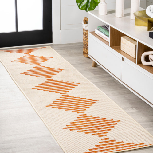 JONATHAN Y vinales diamond stripe indoor/outdoor beige/orange runner rug