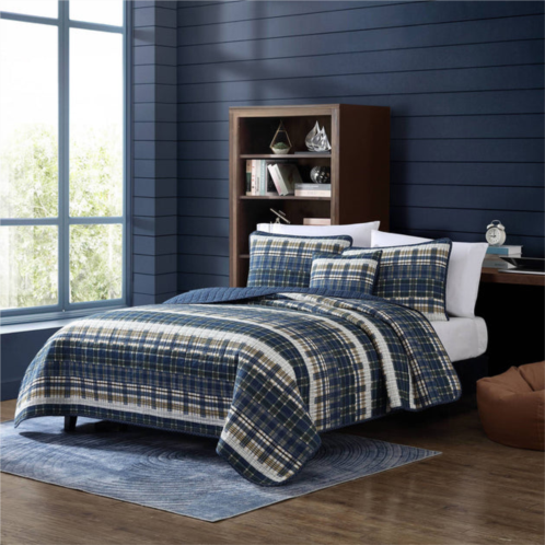 Nautica marina cove blue full/queen reversible quilt & sham bonus set