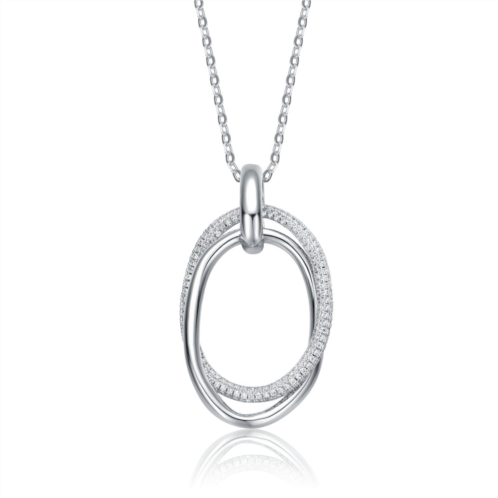 Genevive 14k gold plated sterlig silver with diamond cubic zirconia double entwined oval eternity circle pendant necklace