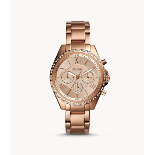 Fossil womens modern courier chronograph, rose gold-tone stainless steel watch