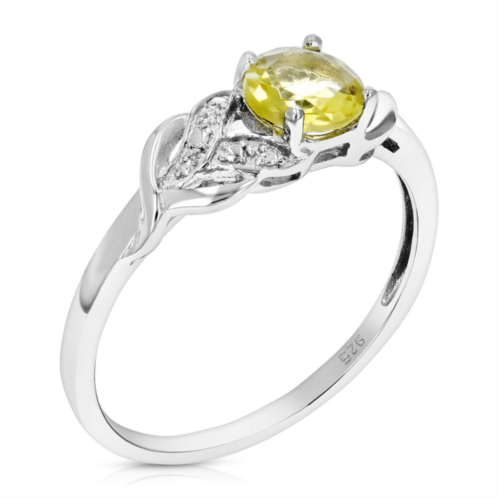 Vir Jewels 3/4 cttw lemon quartz ring .925 sterling silver with rhodium round shape 6 mm