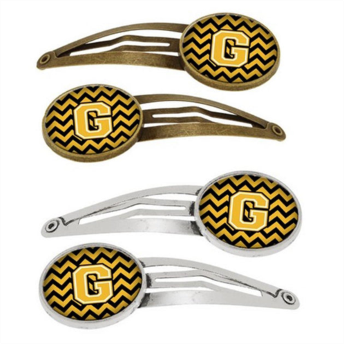 Carolines Treasures cj1053-ghcs4 letter g chevron black & gold barrettes hair clips, set of 4