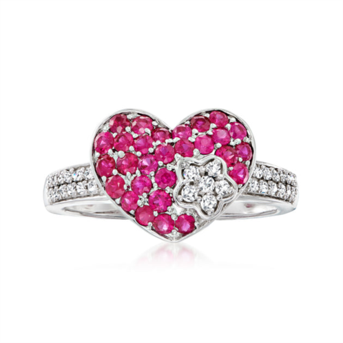 Ross-Simons ruby and . diamond heart ring in 14kt white gold