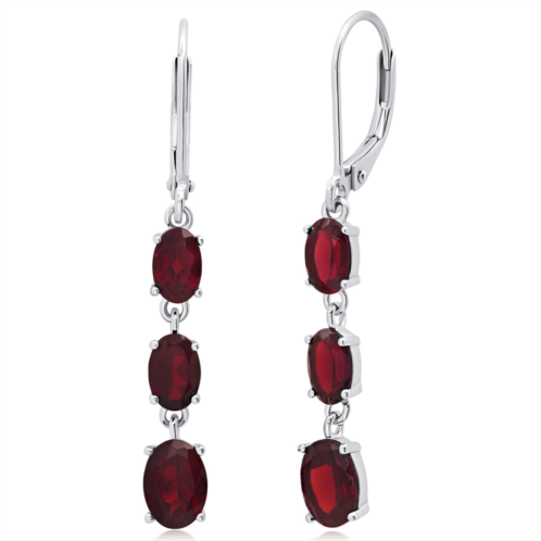 MAXCOLOR gemstone oval shape dangle earrings in 925 sterling silver (1.5)