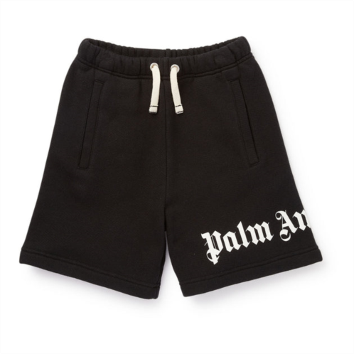 PALM ANGELS black cotton logo shorts