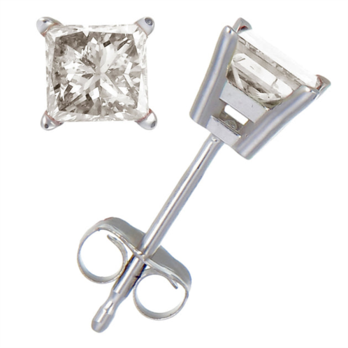 Vir Jewels 2/3 cttw princess cut diamond stud earrings 10k white gold 4 prong with push backs