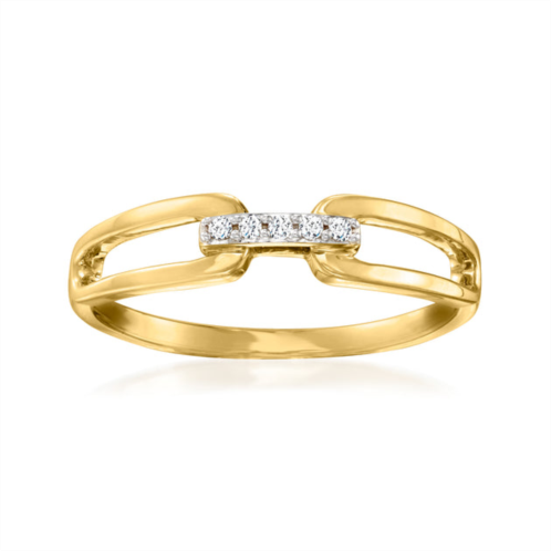 RS Pure ross-simons 14kt yellow gold paper clip link ring with diamond accents