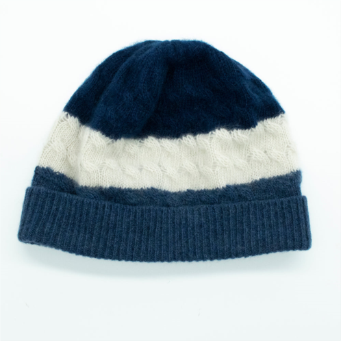 PORTOLANO cashmere striped hat with cables