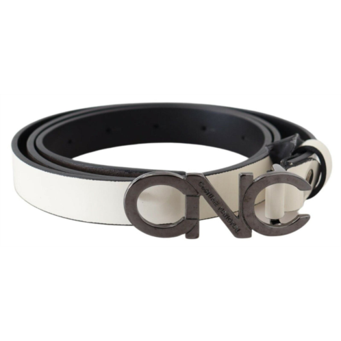 Costume National womens mettalic leather logo womens belt