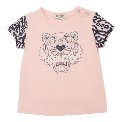 KENZO pink striped tiger logo t-shirt