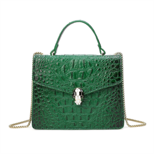 Tiffany & Fred alligator embossed leather top-handle shoulder bag