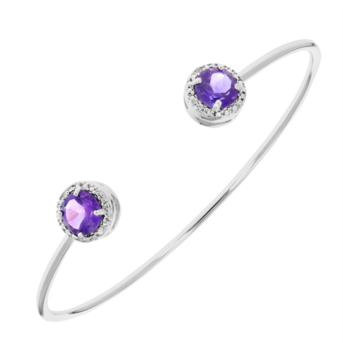 Vir Jewels amethyst & diamond bangle with rhodium plating (1.70 ct)