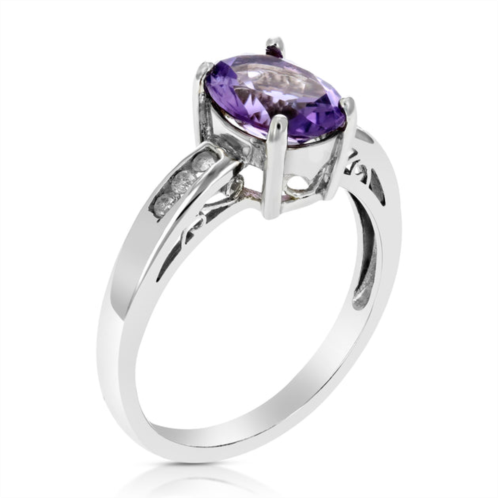 Vir Jewels 1 cttw purple amethyst and diamond ring .925 sterling silver with rhodium oval