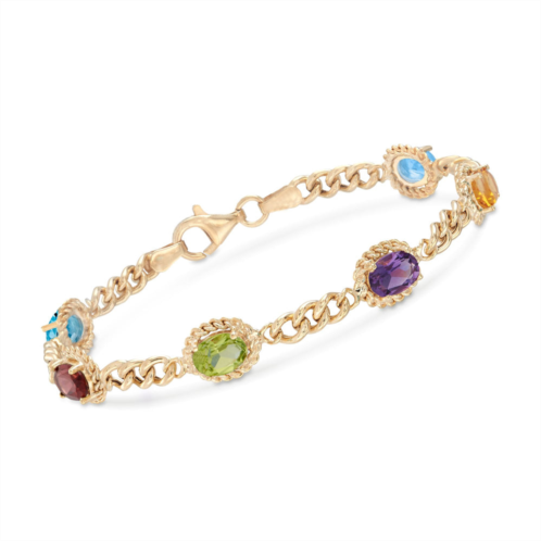 Ross-Simons multi-stone link bracelet in 18kt gold over sterling silver