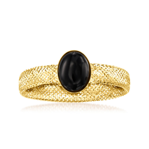 Ross-Simons italian black onyx mesh stretch ring in 14kt yellow gold