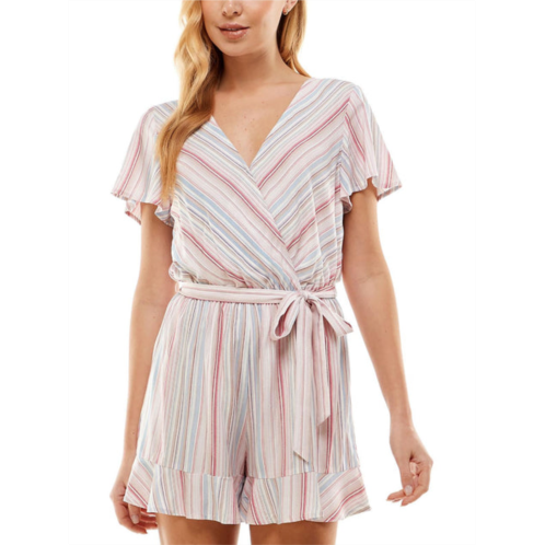 Be Bop juniors womens striped faux wrap romper