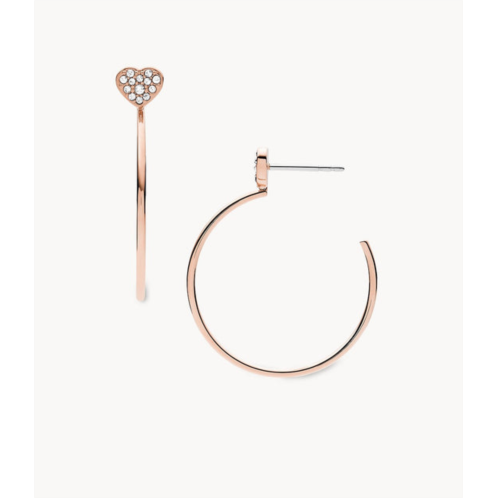 Fossil womens rose gold stainless steel hoop earring