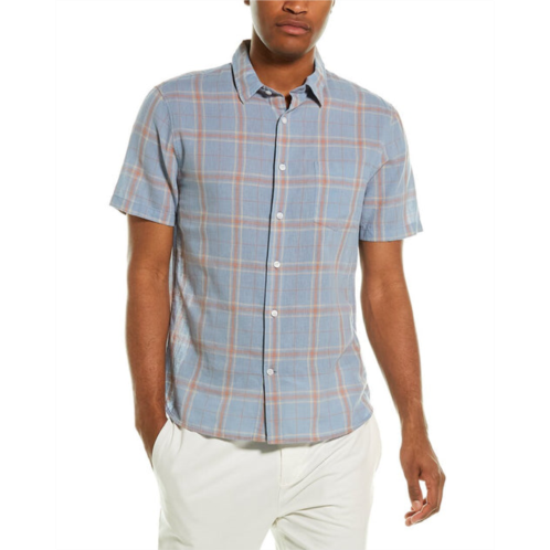 Vince classic fit linen-blend woven shirt