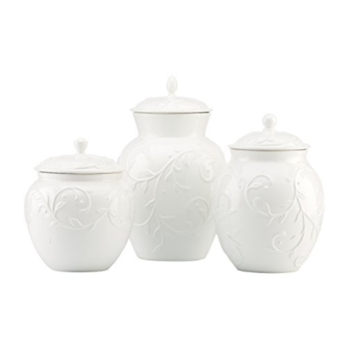 Lenox opal innocence carved 3-piece canister set white