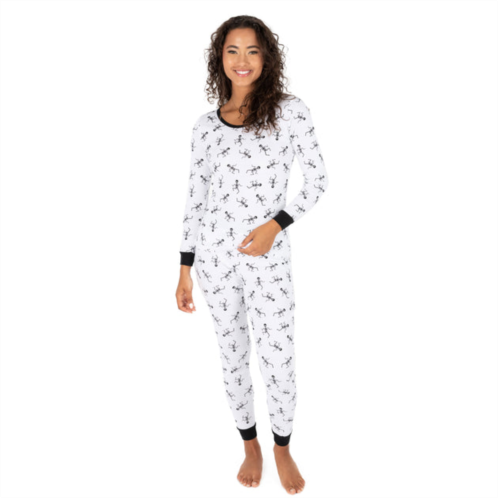 Leveret womens two piece cotton pajamas skeleton white