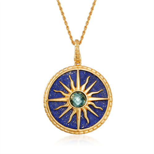 Ross-Simons lapis and london blue topaz sun pendant necklace in 18kt gold over sterling