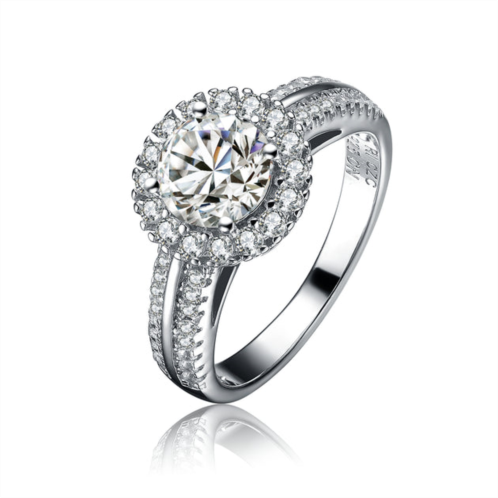 Genevive sterling silver cubic zirconia circle solitaire ring