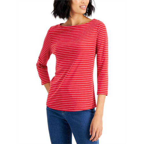 Charter Club petites womens metallic striped t-shirt