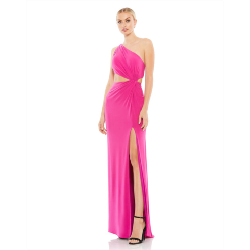 Ieena for Mac Duggal one shoulder ruched cut out jersey gown