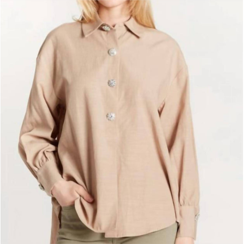 Oat New York rhinestone button blouse in nubuck